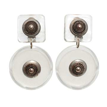 VIRGINIA SHELPEY LUCITE MEDALLION EARRINGS