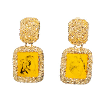 Golden Frame Drop Earrings